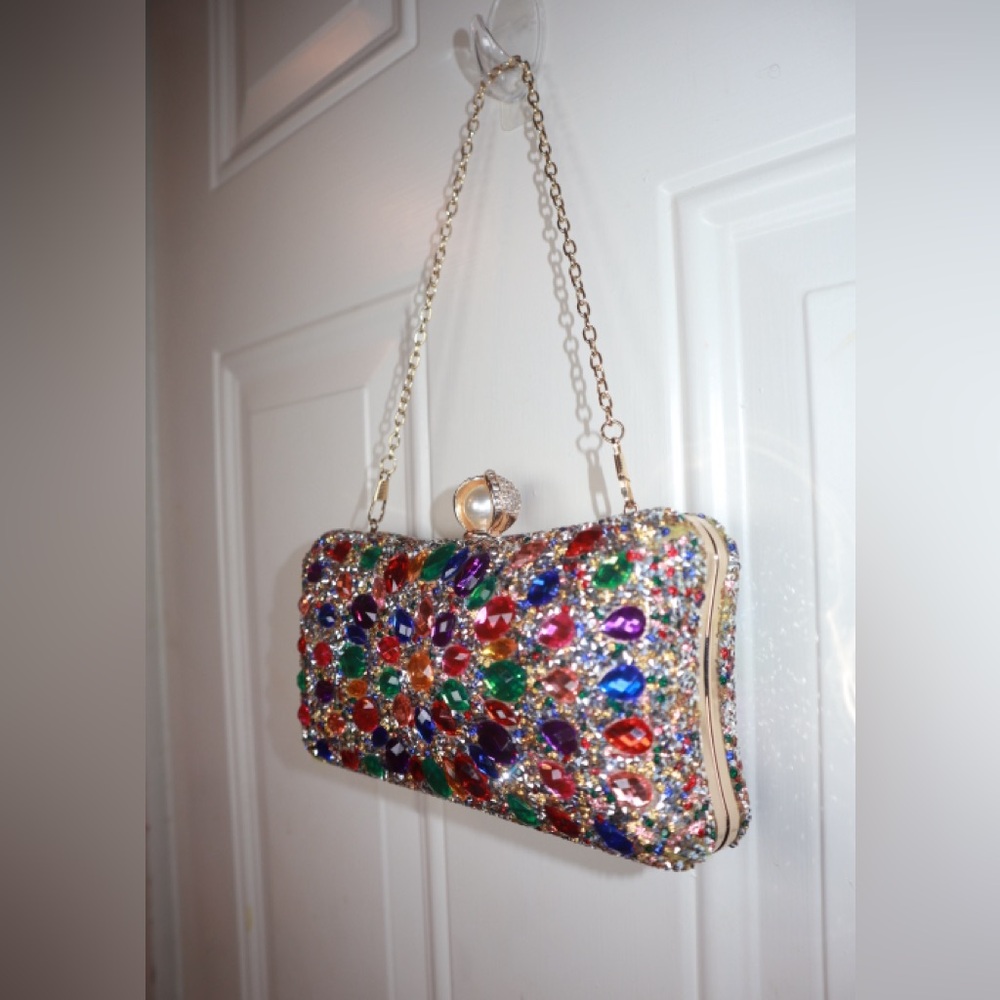 Multicolor Rhinestone Evening Clutch - Picture 2 of 2
